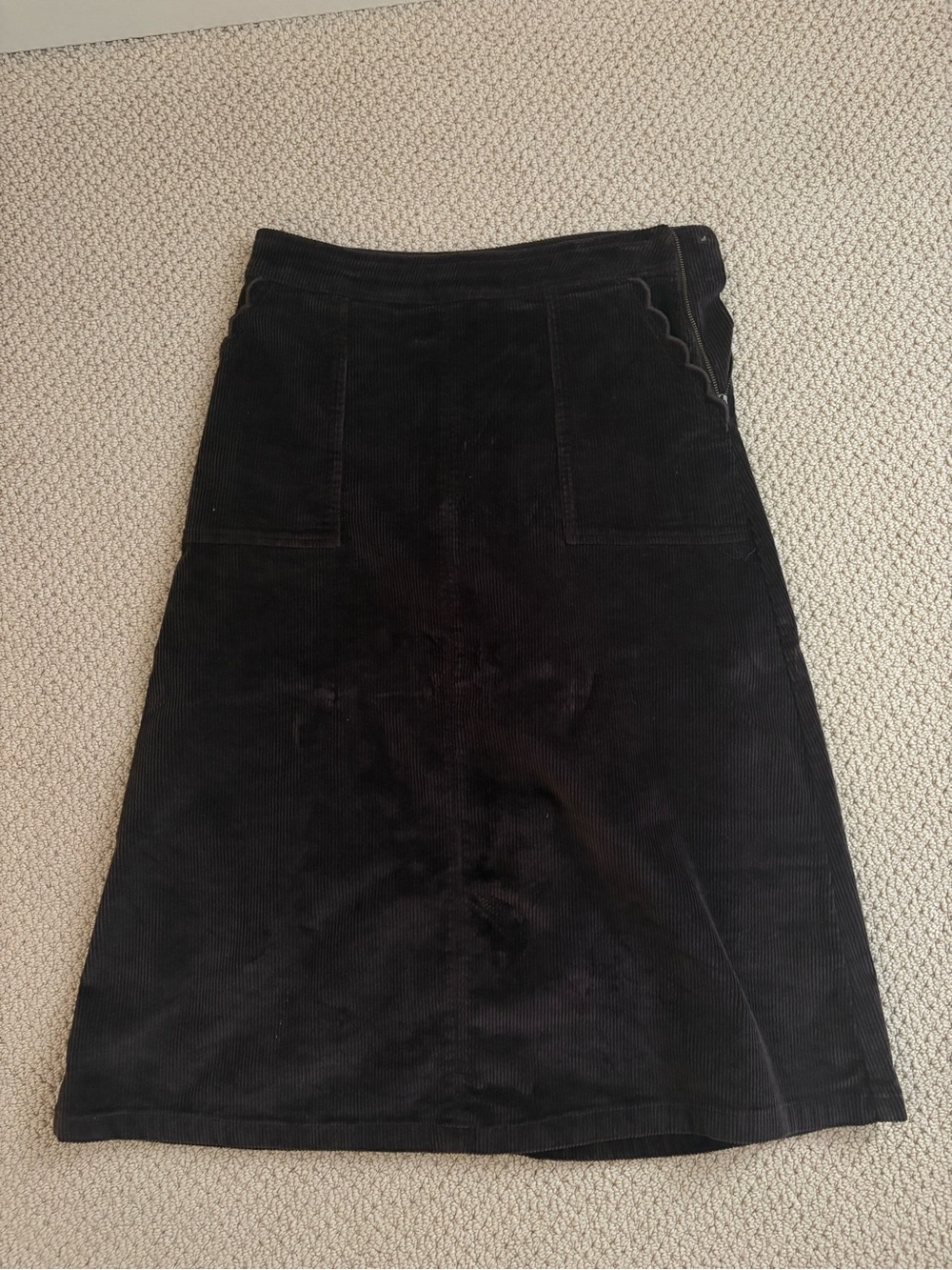 Classic Black Corduroy A-Line Skirt